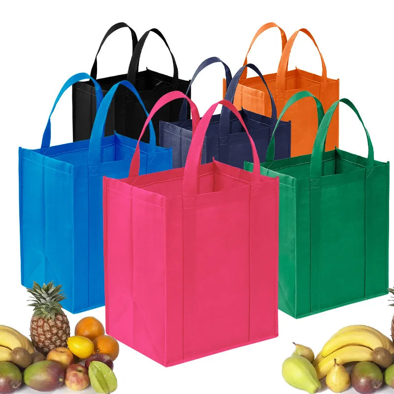 Non-Woven Foldable Reusable Tote Bag - Large Capacity Eco Shopping Bag