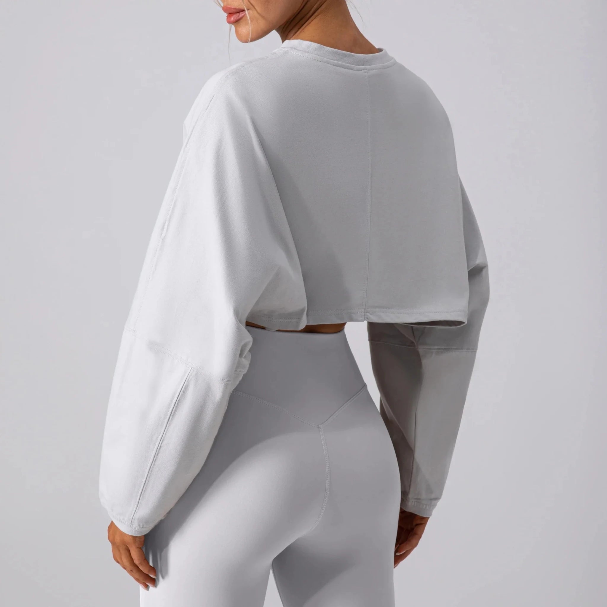 Women Sports Crop Top Long Sleeve T-Shirts Yoga Loose Tops Gym Clothing Outdoor Fitness Running Yoga Shirts Workout Clothes - lily supply