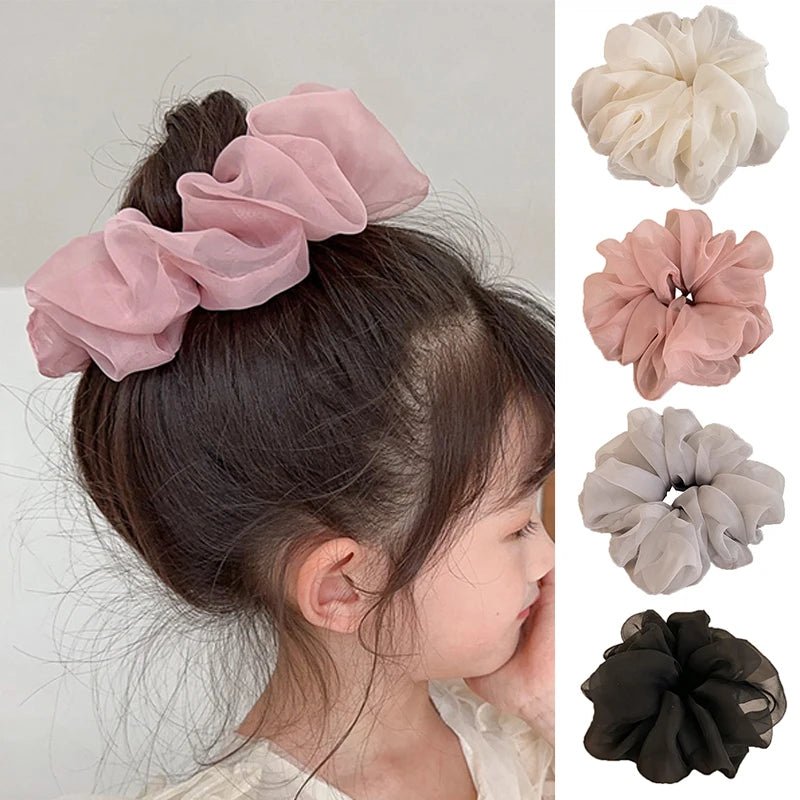 Oversized Organza Chiffon Scrunchie - Korean Large Elastic Hair Bands - lily supply