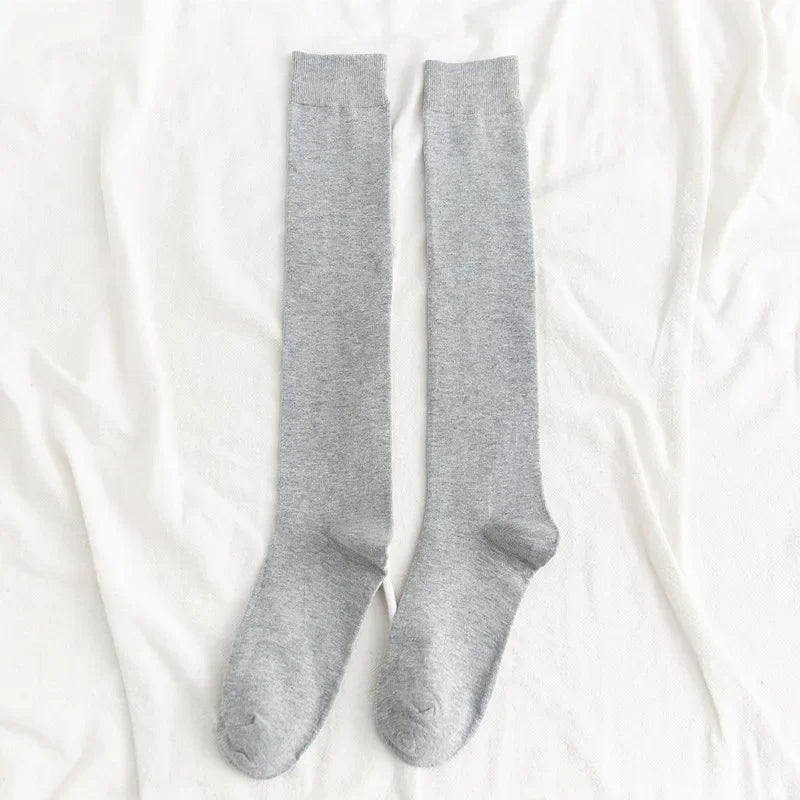 Women's Cotton Knee High Black Calf Socks – Classic Long Socks - lily supply