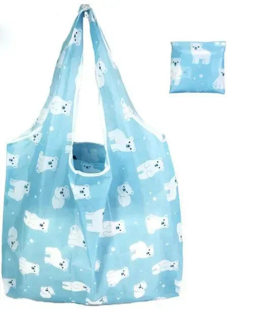 Big Nylon Foldable Reusable Tote Bag - Eco Polyester Shoulder Handbag