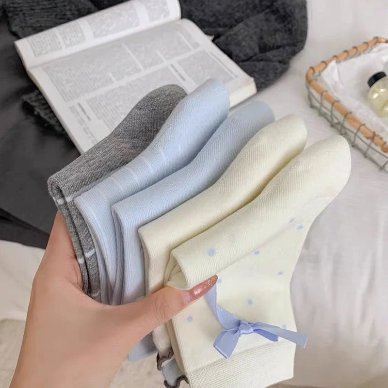 Women's Floral Bow Mid Tube Socks – Sweet Casual Socks - lily supply