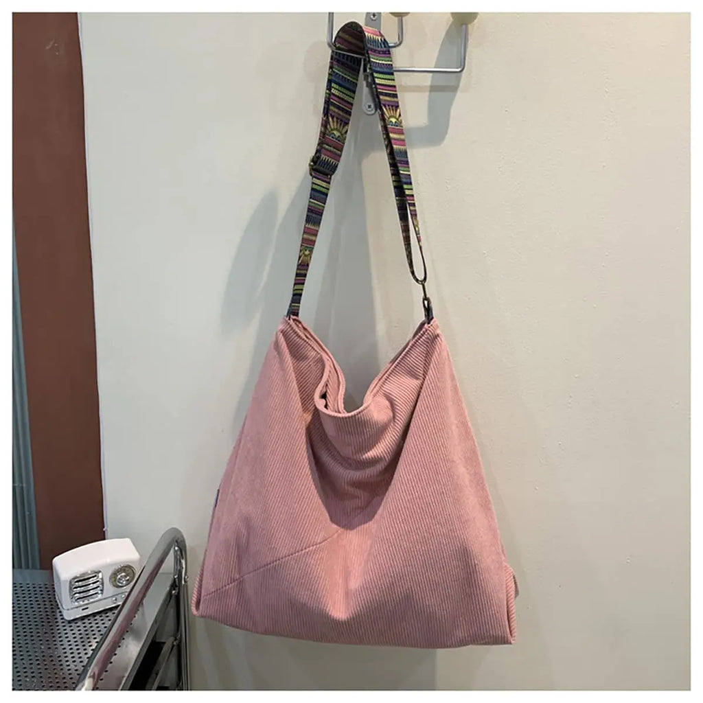 Women's Corduroy Crossbody Shoulder Tote Bag - Stylish Casual Handbag