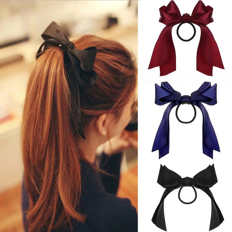 Korean BowKnot Hair Tie Scrunchies - Long Ribbon Elastic Hair Bands - lily supply