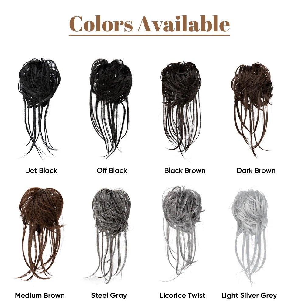 Synthetic Curly Messy Bun Hairpiece - Elastic Chignon Updo Donut - lily supply
