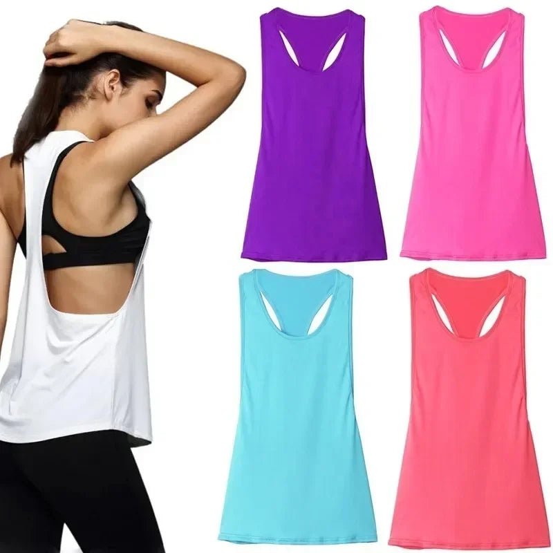 New Sports Overshirt Women's Fitness Sports Tank Top Back T - shaped Quick Dried Slim Sleeveless Running Tank Top Overcoat - lily supply