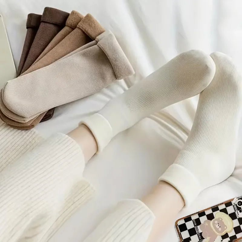 Women's Fuzzy Warm Snow Socks - 5 Pairs Thickened Sleeping Floor Stockings - lily supply