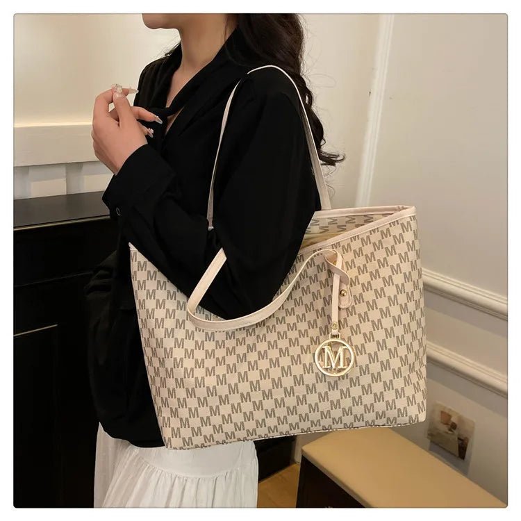 Women's PU Leather Print Commuting Tote Bag - Large Capacity College Handbag - lily supply
