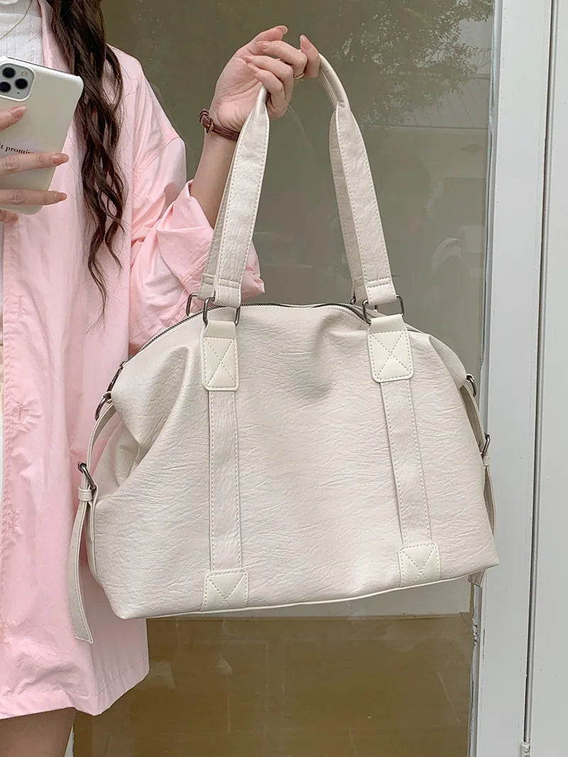Women's Leather Vintage Shoulder Messenger Bag - Solid Simplicity Handbag