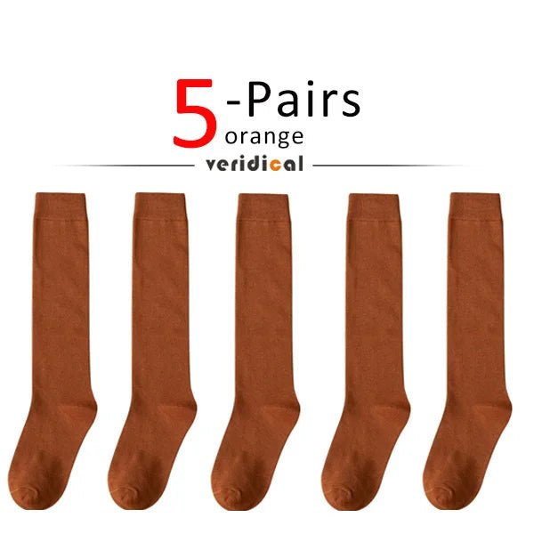 Women's Organic Cotton Thigh High Knee Socks – Solid Colour Long Socks - lily supply