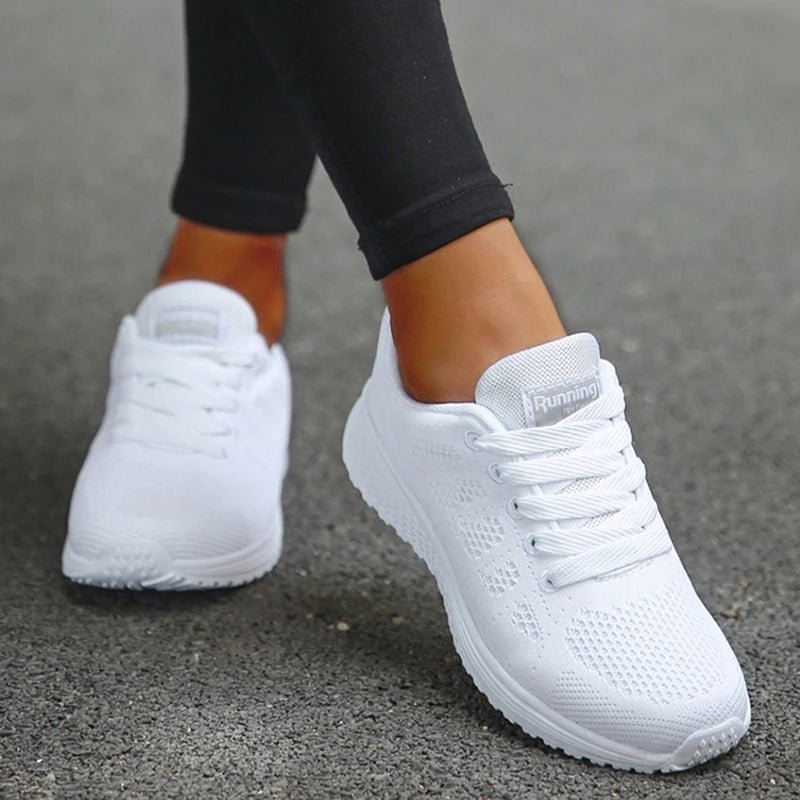 Women's Sneaker 2025 New Fashion Breathable Trainers Comfortable Sneakers Mesh Fabric Lace Up Women's Tennis Shoes For Women - lily supply
