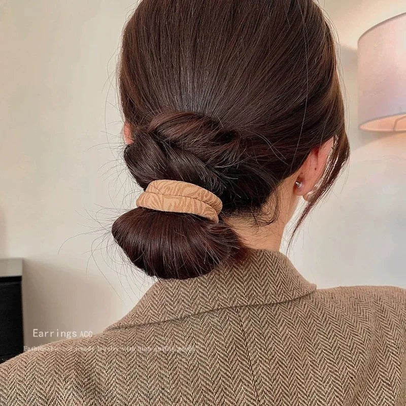 5pcs Leopard Print High Elastic Scrunchie Hair Ties - Ponytail Holders - lily supply