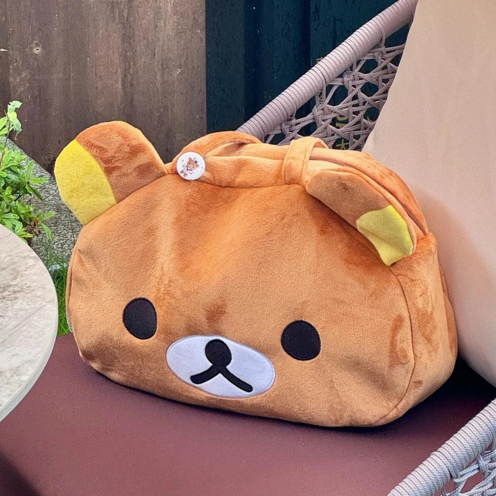 Kawaii Rilakkuma Plush Tote Bag - Cute Bear Cartoon Shoulder Bag