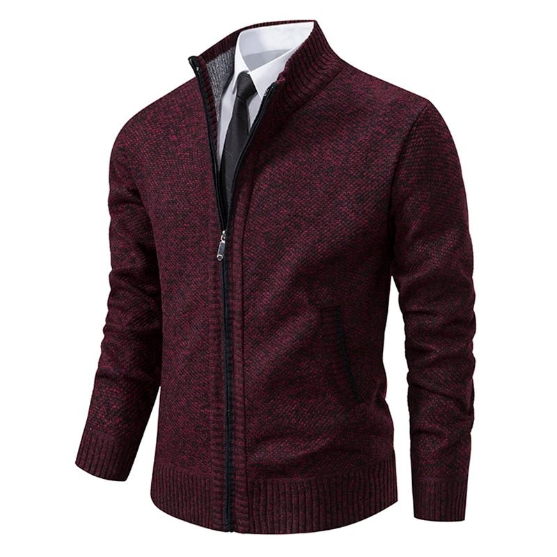 Men's Fleece Zip Stand Collar Cardigan - lily supply