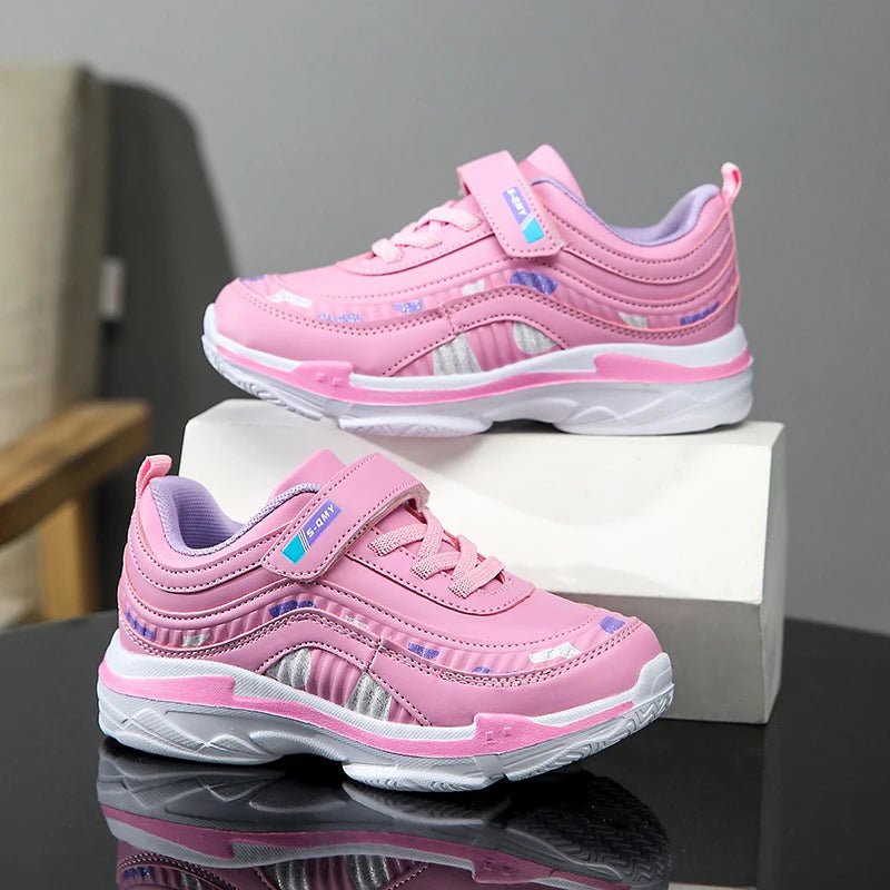 Girls Sport Shoes Waterproof Running Kids Sneakers Casual Leather Pink Breathable Fashion Antislip Lightweight Children Shoes - lily supply