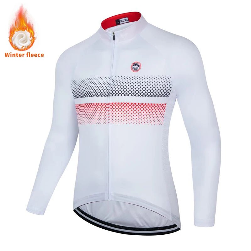 Men's 2025 Winter Thermal Fleece Cycling Jersey – Long Sleeve MTB Bike Shirt - lily supply