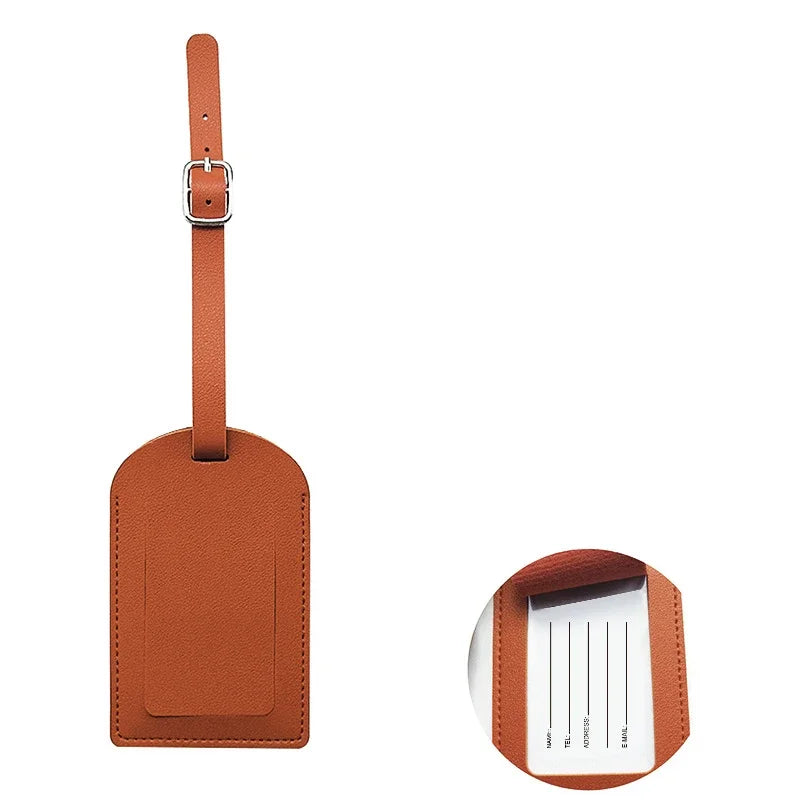 Travel Luggage Tag for Women Men Suitcase Identifier Label Baggage PU Leather Boarding Bag Tag Name ID Address Holder Accessorie