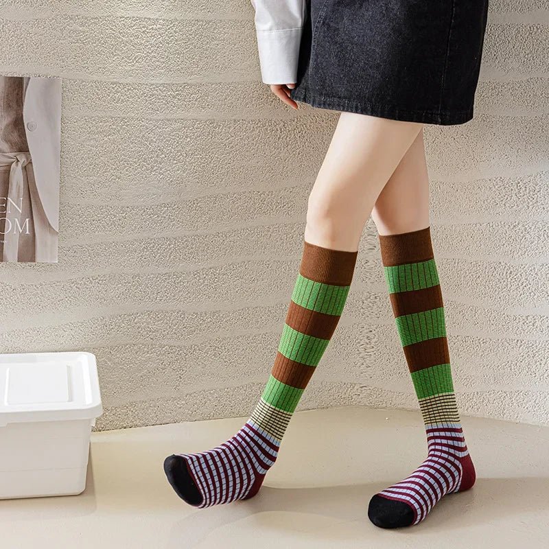 Women's Korean Vintage Over Knee Long Socks - Trendy Fashion Stockings - lily supply