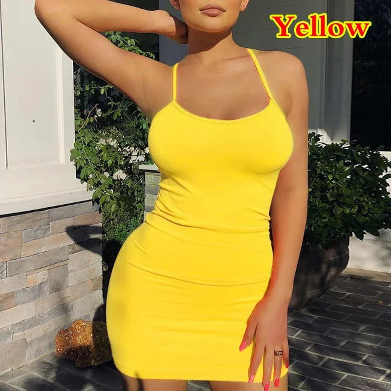 Women's Spaghetti Strap Bodycon Mini Dress