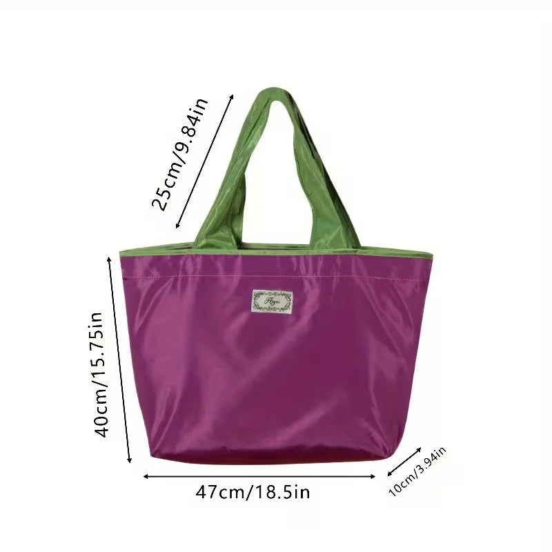Large Foldable Tote Bag - Geometric Print Drawstring for Grocery Gym Travel