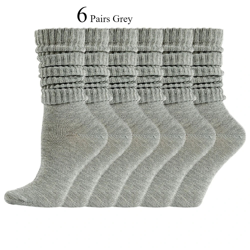 Women's Solid Stacked Knitted Socks – Mid - Calf Casual Socks - lily supply