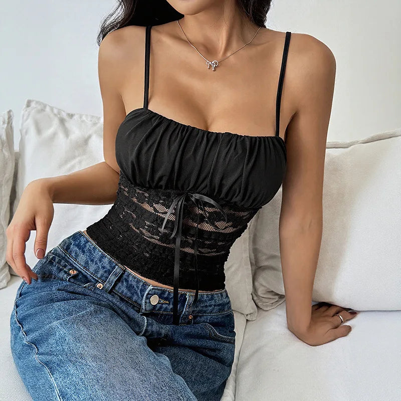 Women's Slim Lace Suspender Cami Vest