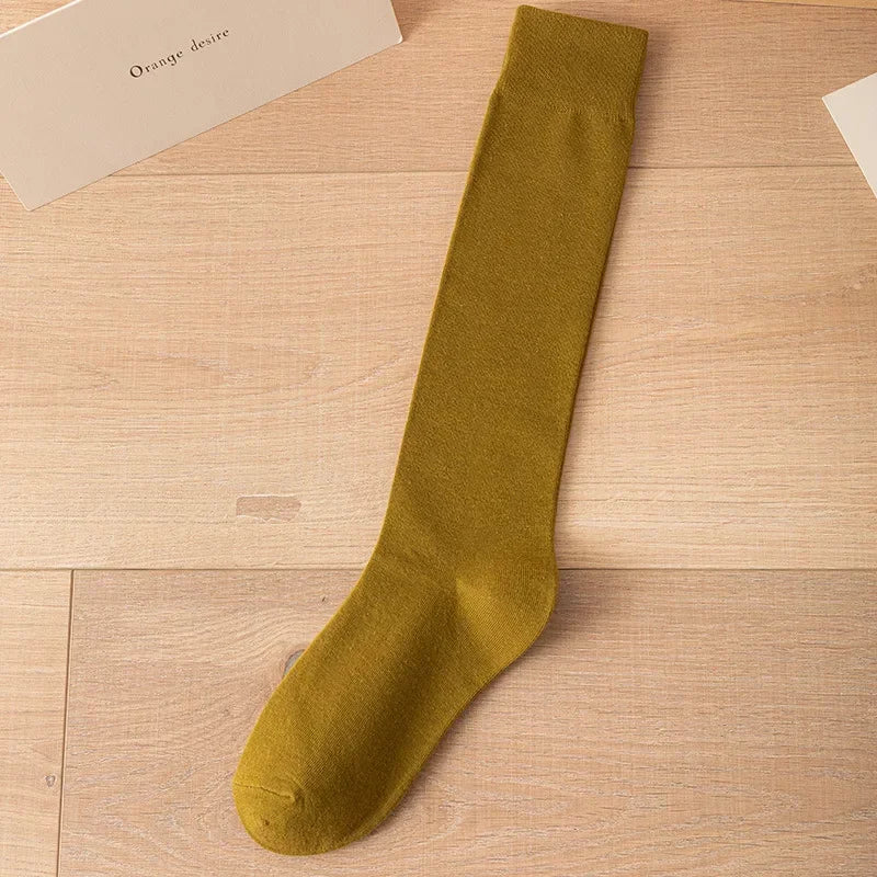 Women's JK Cotton Knee High Socks - Black White Slimming Japanese Korean Style