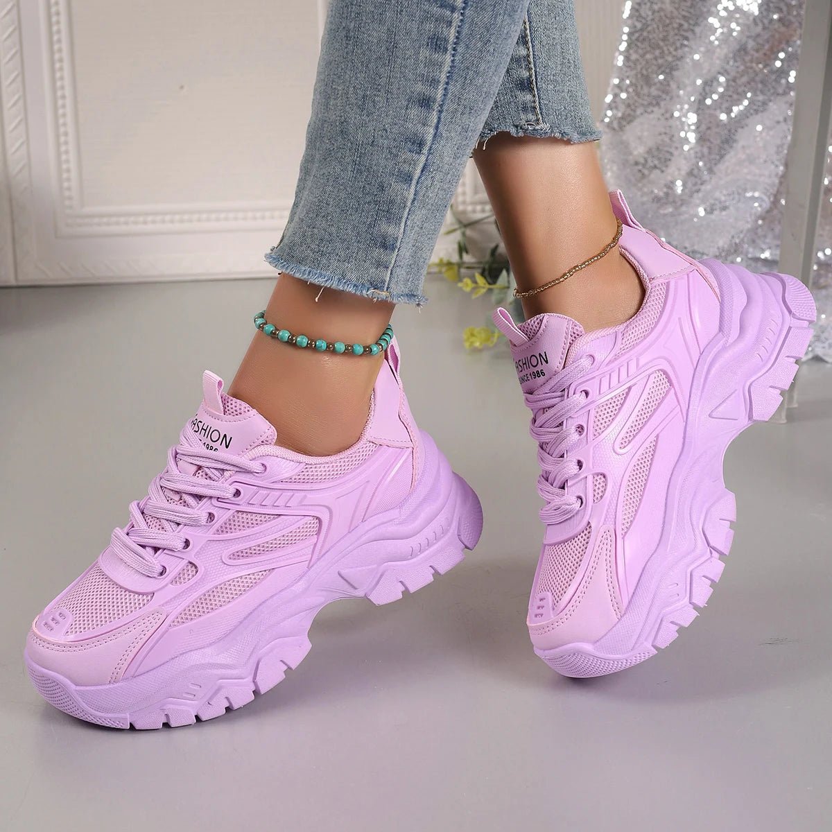 Women Sneakers 2024 New Fashion Chunky Sneakers Women Outdoor Tennis Platform Sports Shoes for Women Lightweight Designer Shoes - lily supply