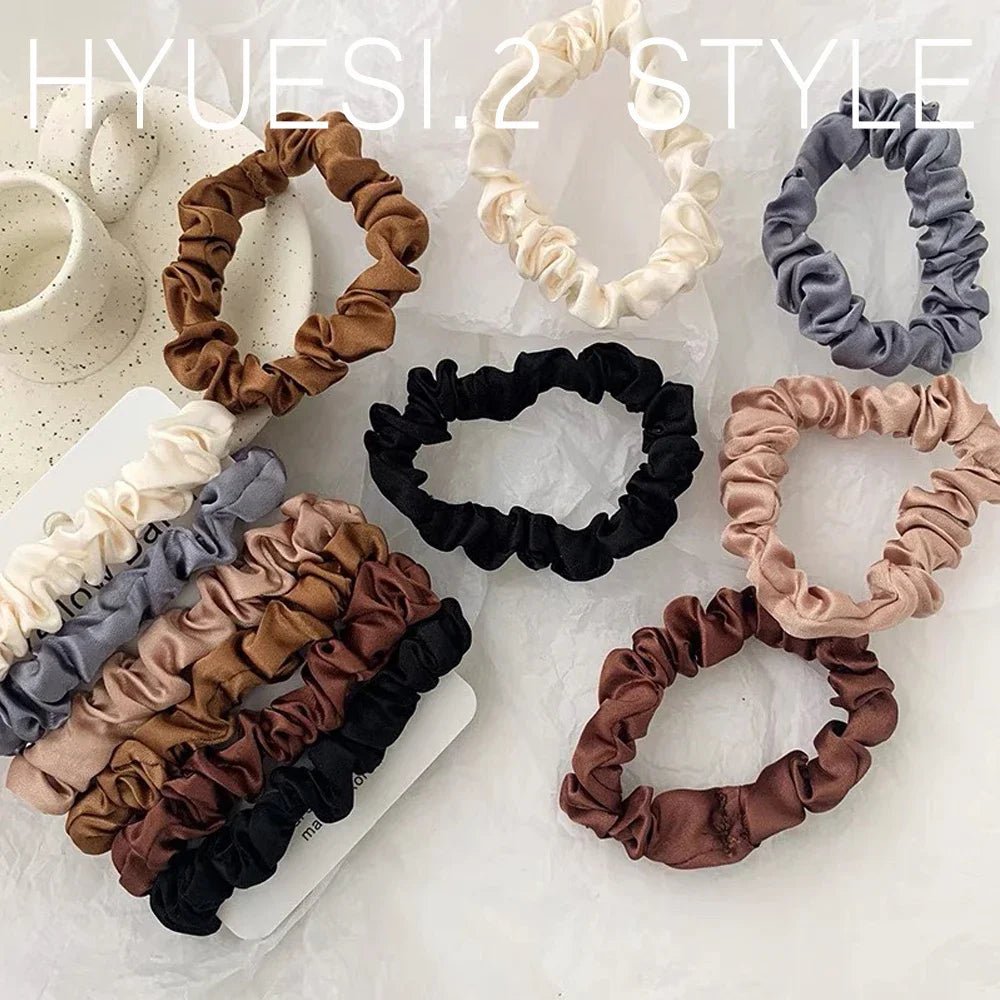 Soft Satin Imitation Silk Scrunchies Set - Elastic Ponytail Holders - lily supply