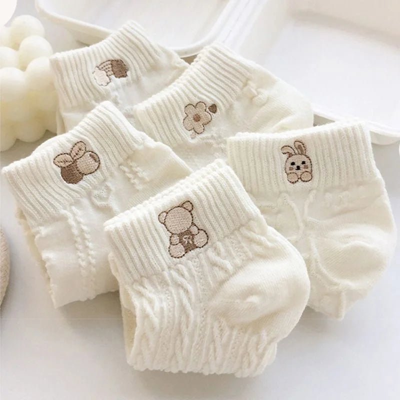 Women's Bear & Rabbit Rainbow Ankle Socks – Cute Kawaii Socks - lily supply