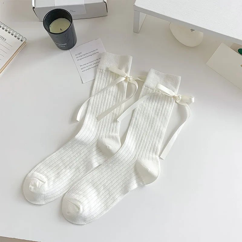 Women's Lolita Lace Ruffle Mesh Socks - Black White Sweet Japanese Fashion - lily supply