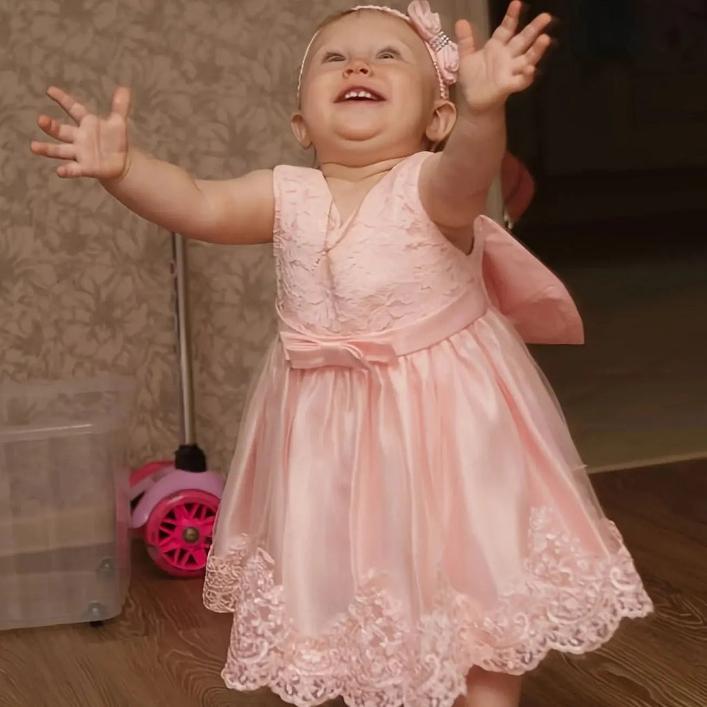 Baby Girls Princess Dress - 1st Birthday Party Lace Gown 0-24M