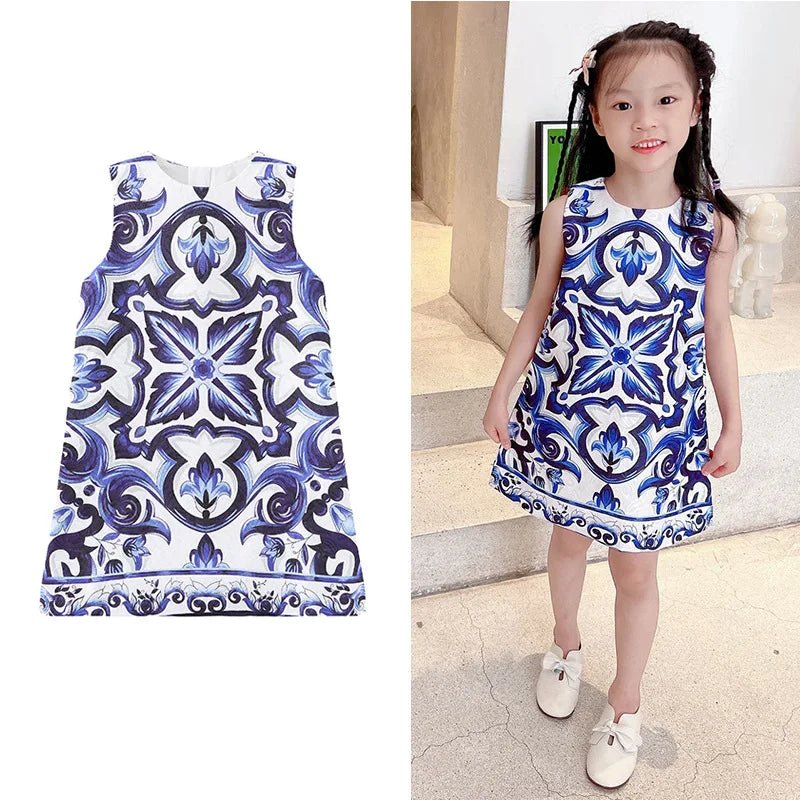 Girls Birthday Party Dress Fashion Rose Printing Children Costumes For Girls Brand Kids Dresses Princess Girls Party Dress - lily supply