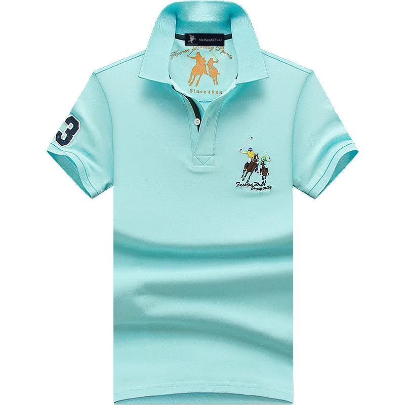 Men's Casual Embroidery Short Sleeve Polo
