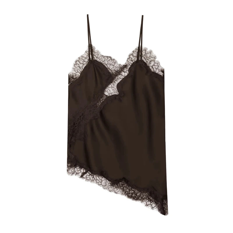 Women's Black Lace Backless Camisole Top