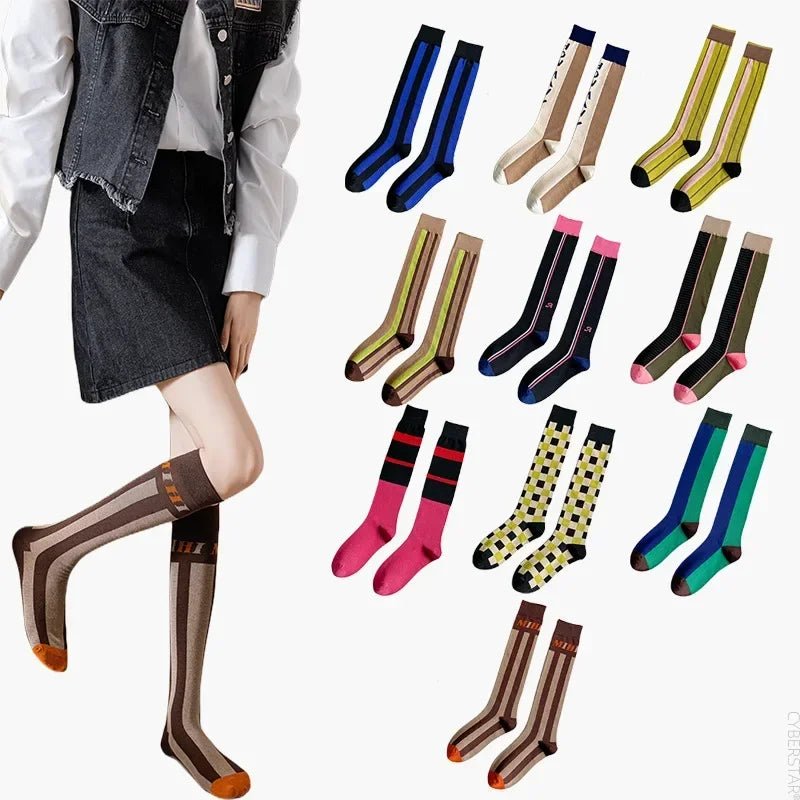 Women's Korean Retro Knee Length Socks – Vintage Style Long Socks - lily supply