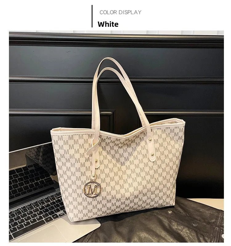 Women's PU Leather Print Commuting Tote Bag - Large Capacity College Handbag - lily supply