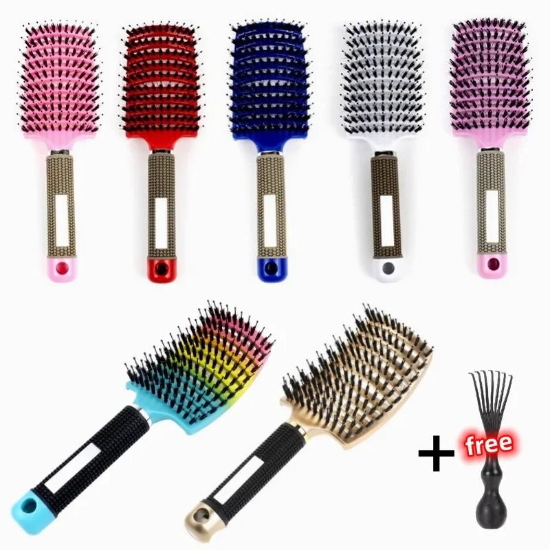 Exfoliating Bristle Hair Brush - Wet Curly Comb Salon Styling Tool - lily supply