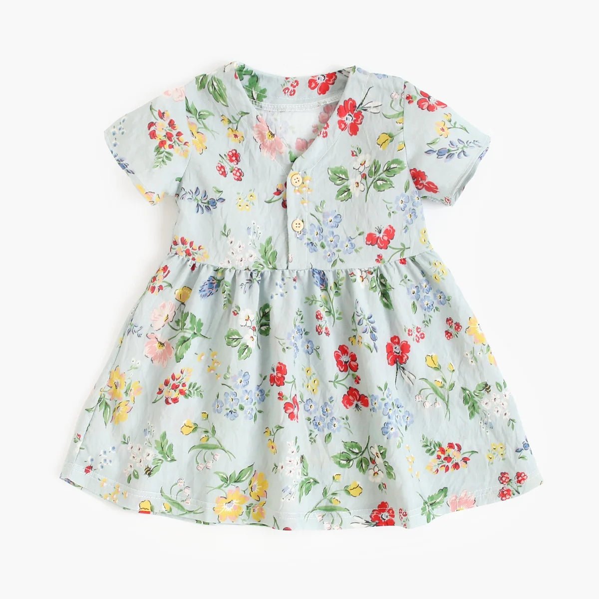 Baby Girls Floral Rayon Summer Dress | Short Sleeve Holiday Dress 9M - 5Y - lily supply