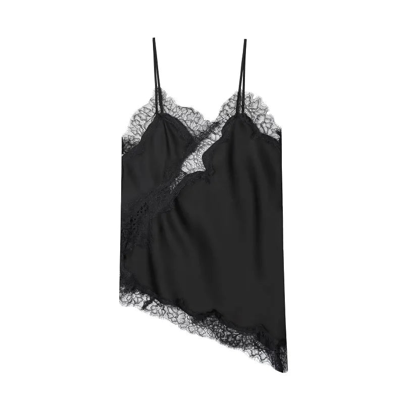 Women's Black Lace Backless Camisole Top