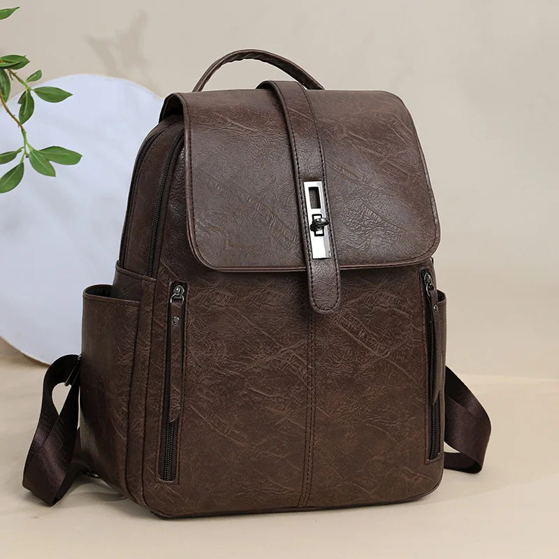 Backpack Women's 2026 New Retro Casual Old Flower Large Capacity School Bag Backpack Printing Fashion Trend Line Big Bag