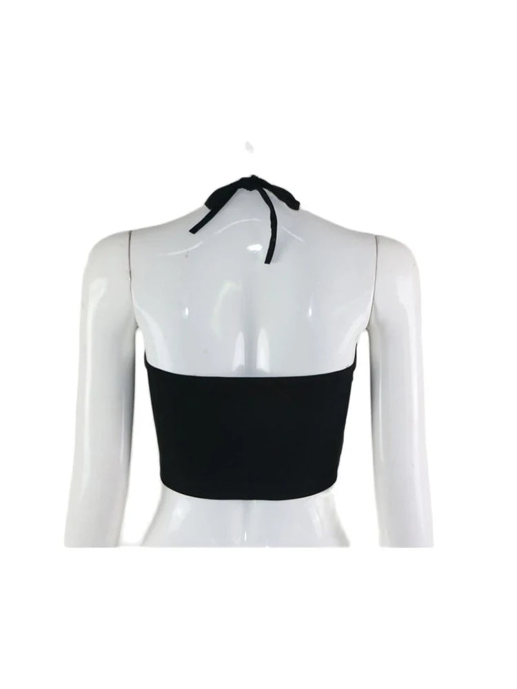 Women's Funny Letter Print Strapless Crop Top