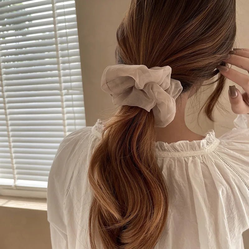 Oversized Organza Chiffon Scrunchie - Korean Large Elastic Hair Bands - lily supply