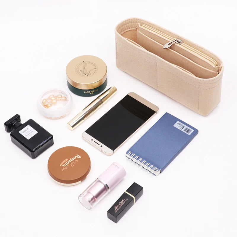 Bag Organiser Insert Liner - Multi-Pocket Small Tote Inner Bag