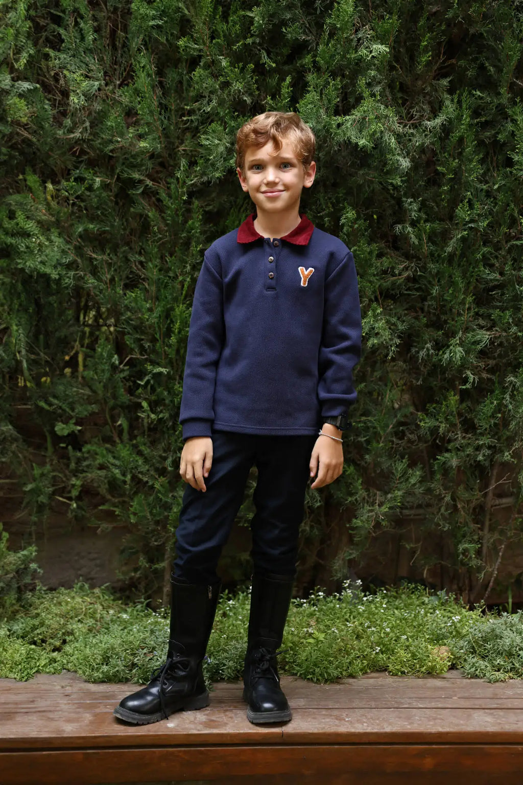 Kids Navy Pique Polo Brother & Sister Set