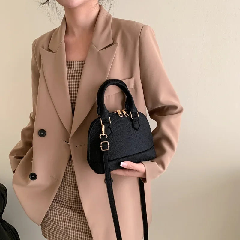 Women's Large Crossbody  Retro Felt Handbag with Makeup Organizer Solid-Color Casual Purse for Everyday Use Travel 핸드백