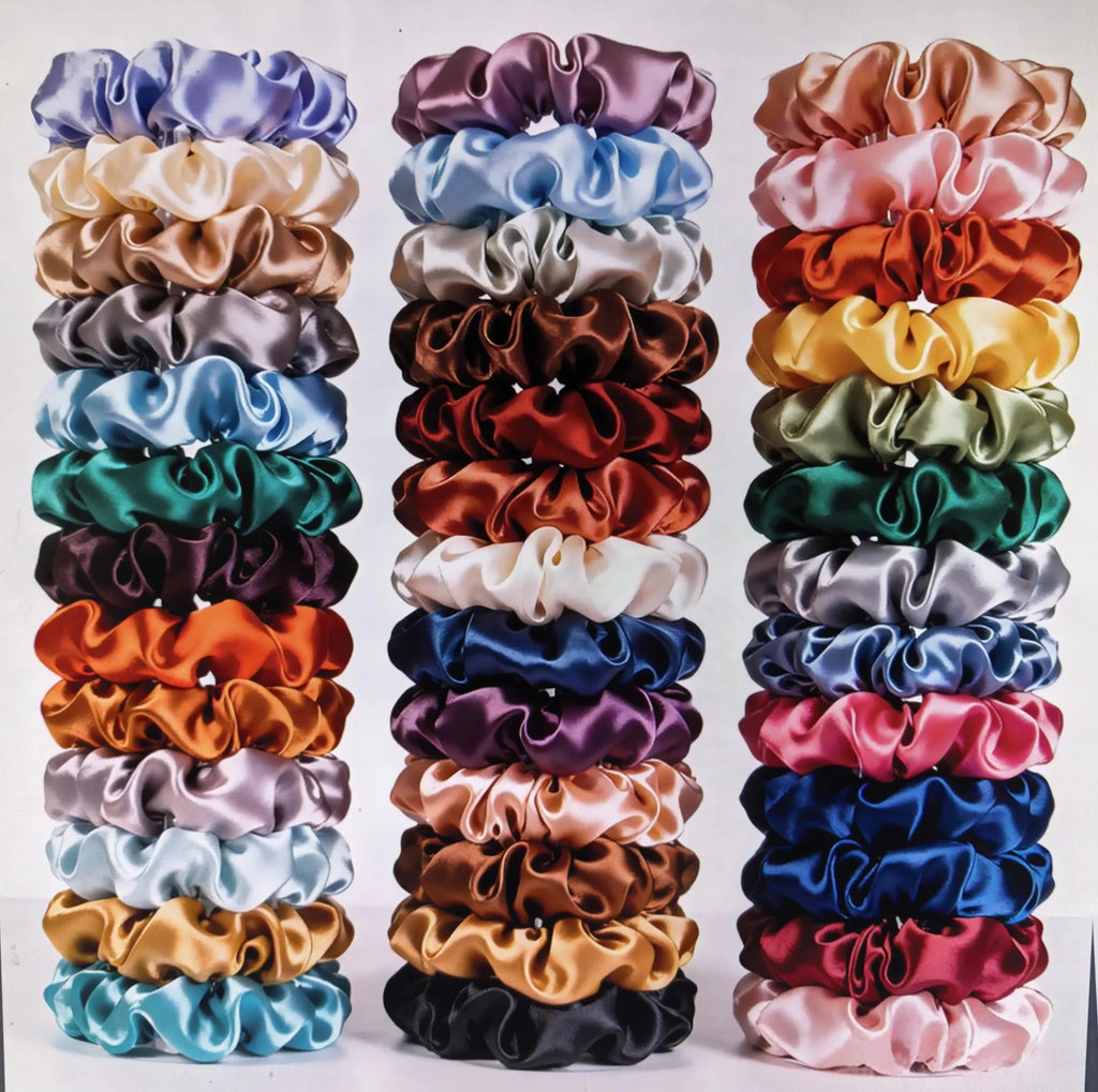19pcs Non - Damaging Thin Scrunchies Set - Multi - Colour Mix - lily supply