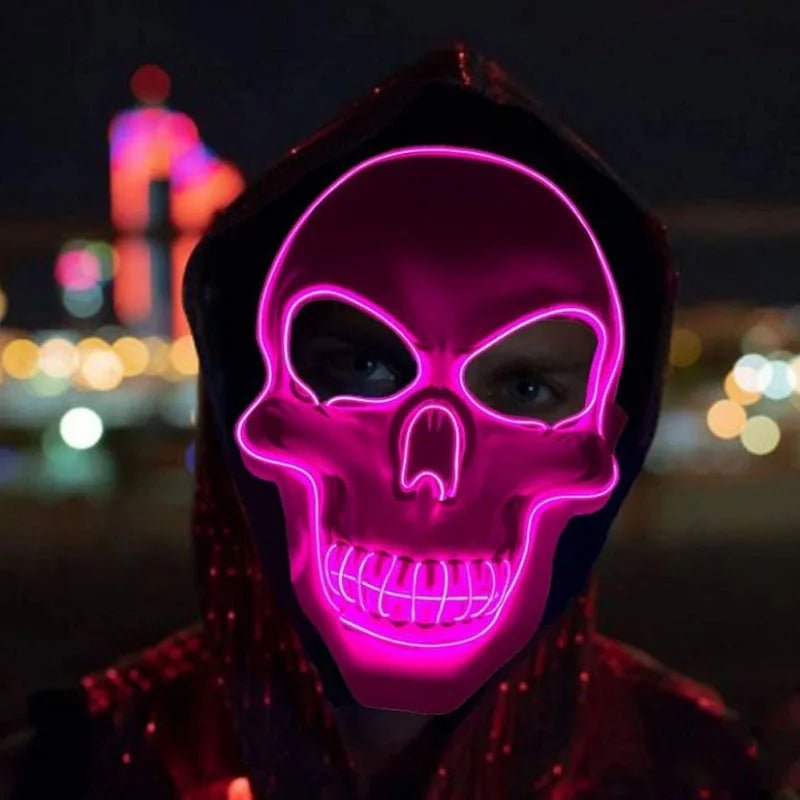 Halloween Horror Skull Mask LED Cold Light Mask LED Halloween Mask Cosplay Mask Halloween Party Decoration Luminous Skull Masks - lily supply