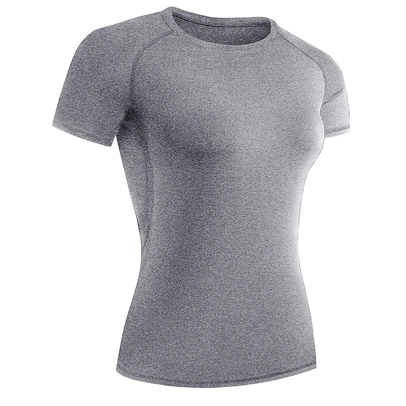 Women's Compression Shirt Short Sleeve Athletic Yoga Running T-Shirt Summer Gym Workout Quick Dry Stretchy Tees Tops Baselayer - lily supply