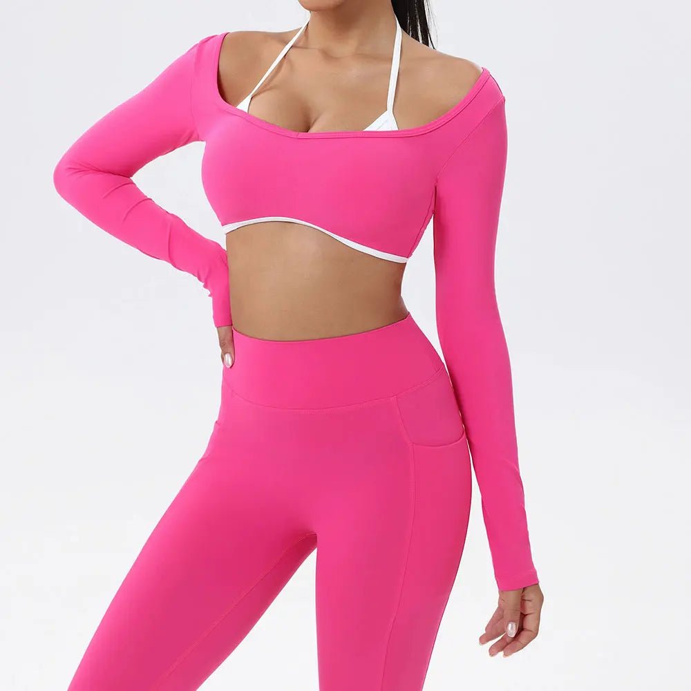 Women's Sexy Sports Top Backless Yoga T-shirts Gym Workout Running Shirts Breathable Quick Dry Long Sleeve Fitness Sport Wear - lily supply